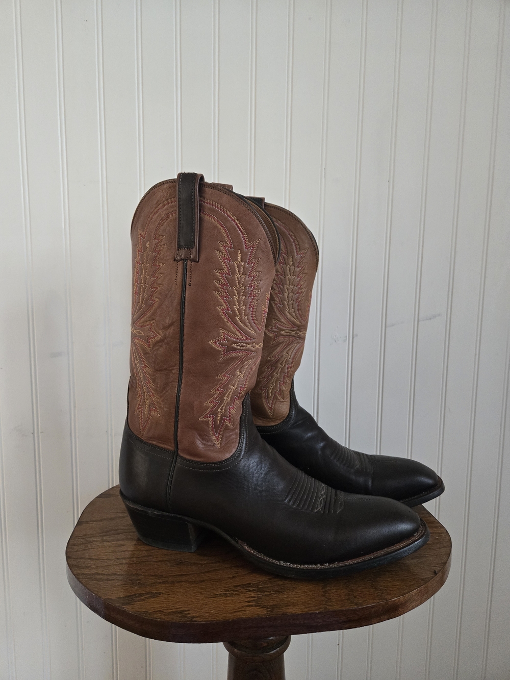 Lucchese Men's Two-Tone Leather Western Cowboy Boots - Brown & Tan